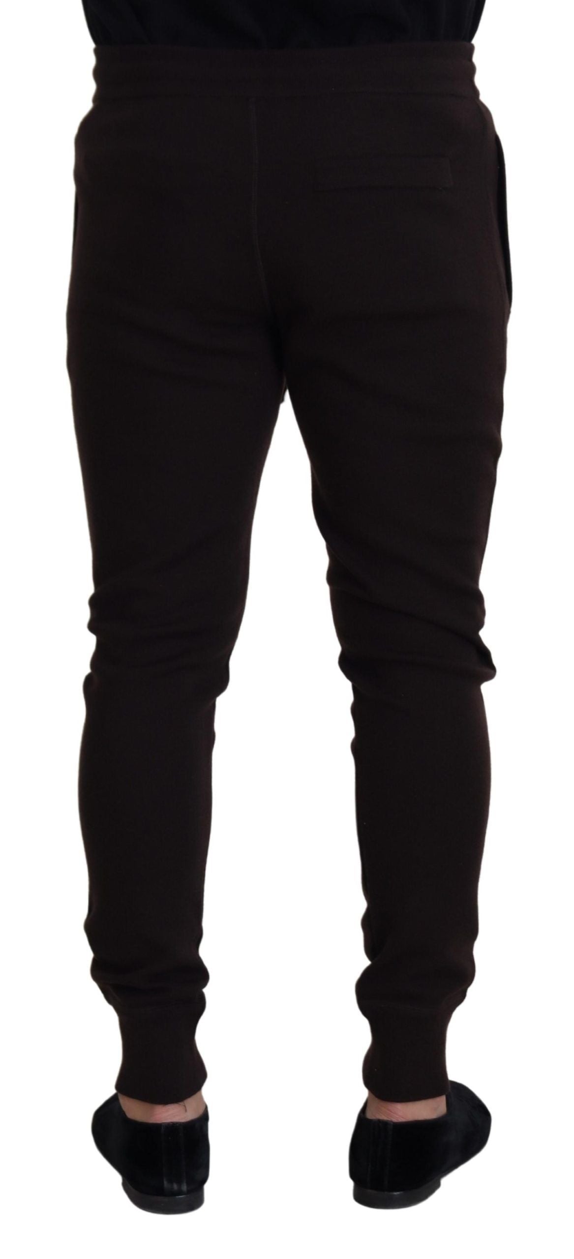 Pantalon en cachemire marron Dolce &amp; Gabbana, bas, avec cordon de serrage.