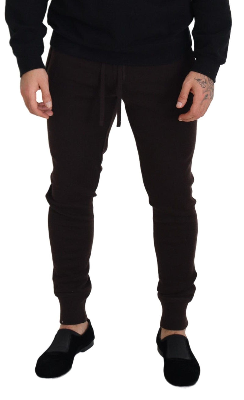 Pantalon en cachemire marron Dolce &amp; Gabbana, bas, avec cordon de serrage.