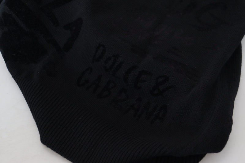 Pull en laine à col rond noir avec motif logo de Dolce &amp; Gabbana