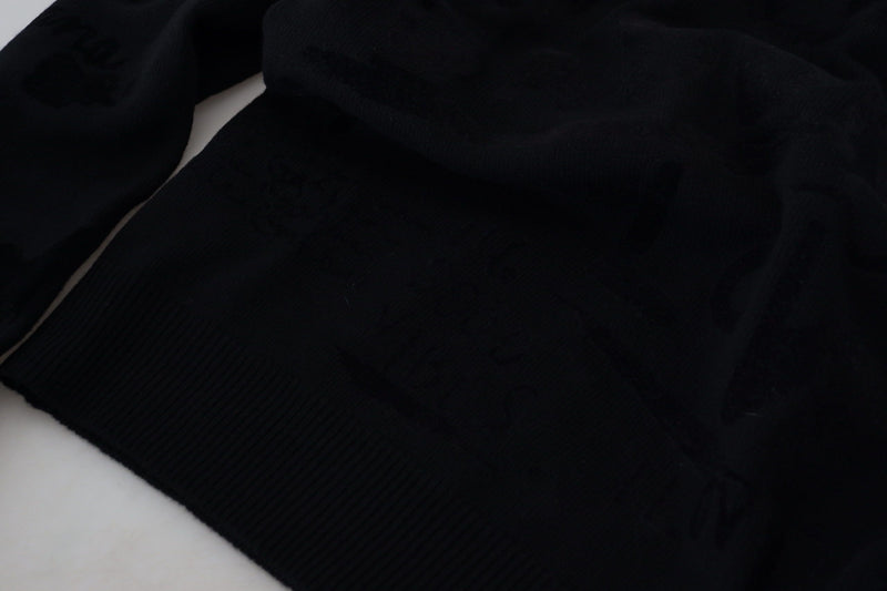 Pull en laine à col rond noir avec motif logo de Dolce &amp; Gabbana