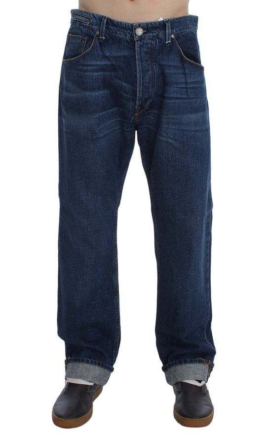 Jeans amples et délavés en coton bleu Acht