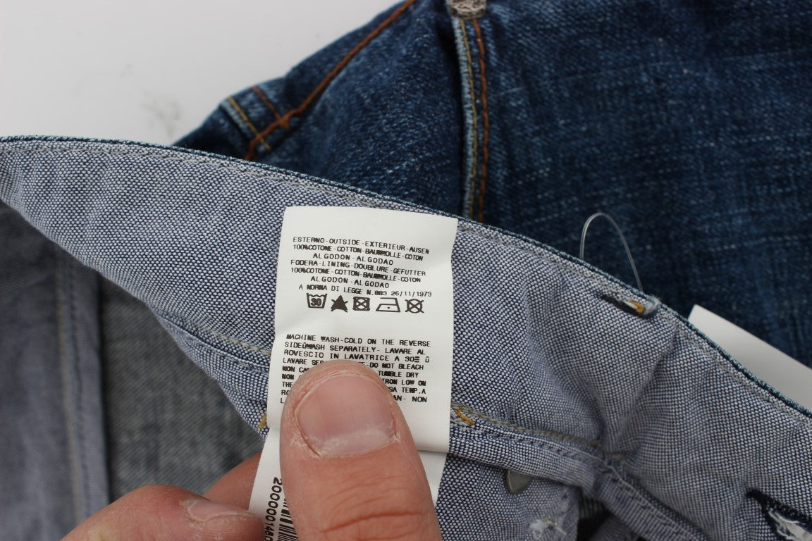 Jeans amples et délavés en coton bleu Acht