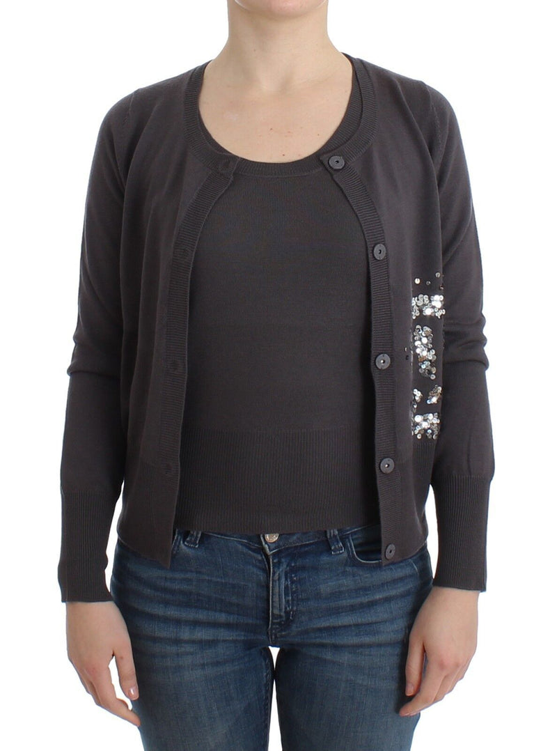 Cardigan en Laine Violet à Sequins John Galliano