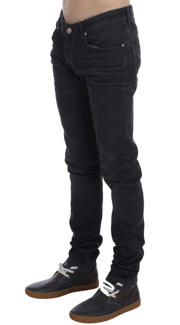 Acht Gray Cotton Stretch Slim Fit Jeans for Men