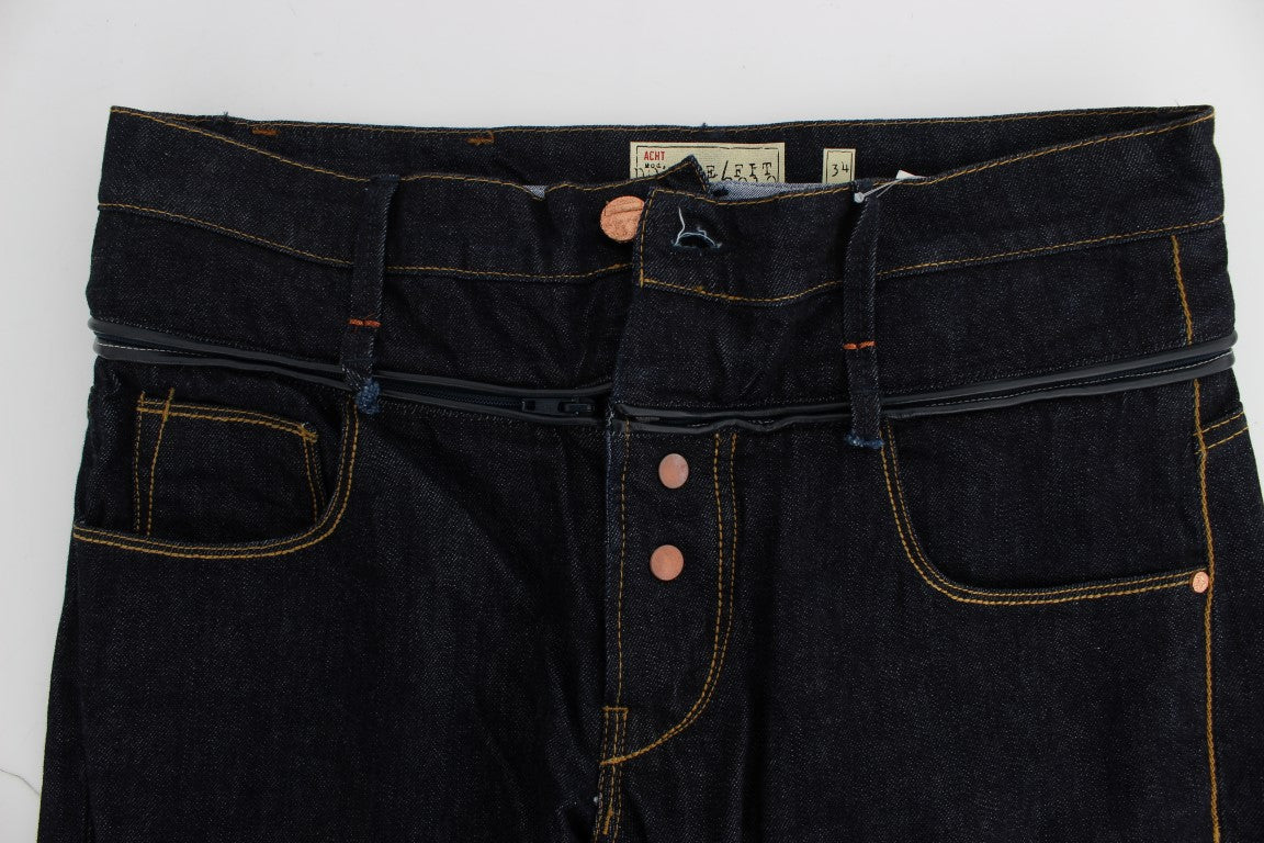 Acht Blue Cotton Regular Straight Fit Jeans - Confort Stylé