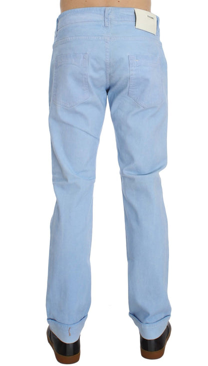 Jeans taille basse en coton extensible bleu Acht