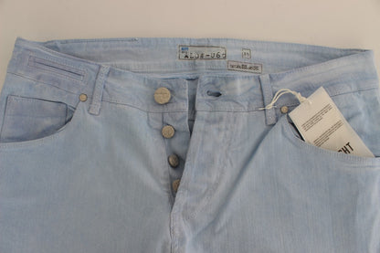 Jeans taille basse en coton extensible bleu Acht