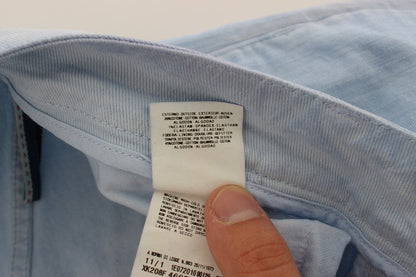 Jeans taille basse en coton extensible bleu Acht