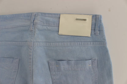 Jeans taille basse en coton extensible bleu Acht