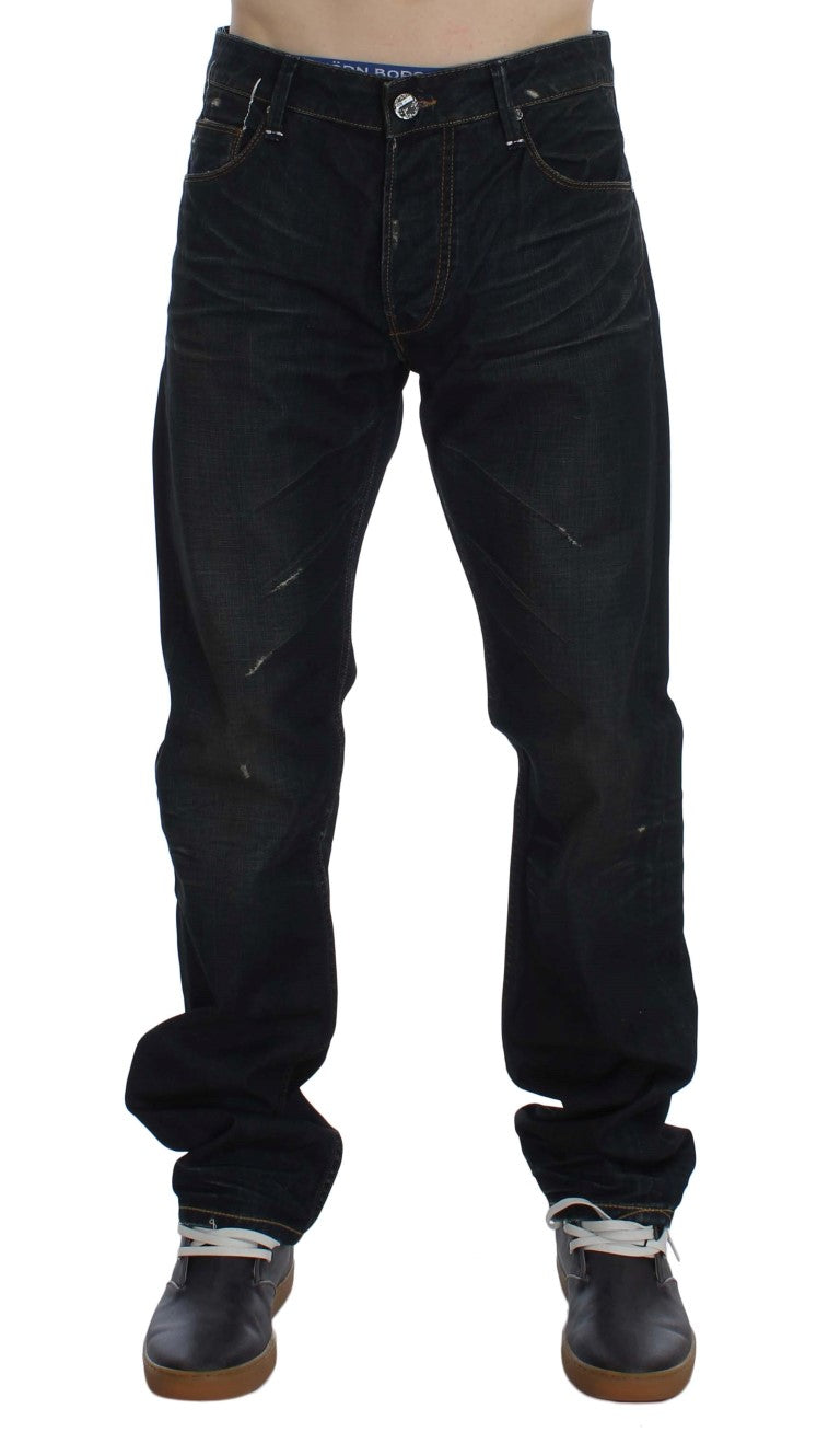 Acht Blue Wash Cotton Denim Straight Fit Jeans - Élégance et Confort