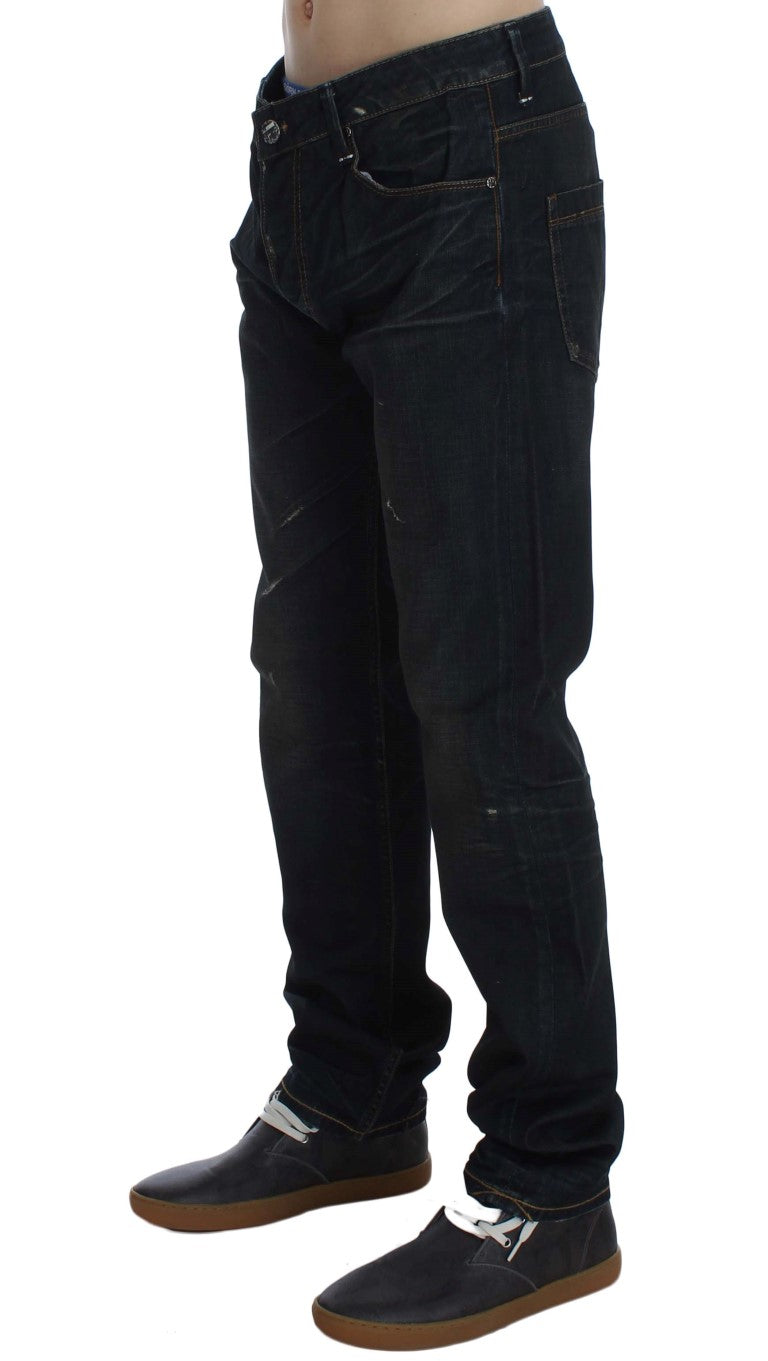 Acht Blue Wash Cotton Denim Straight Fit Jeans - Élégance et Confort