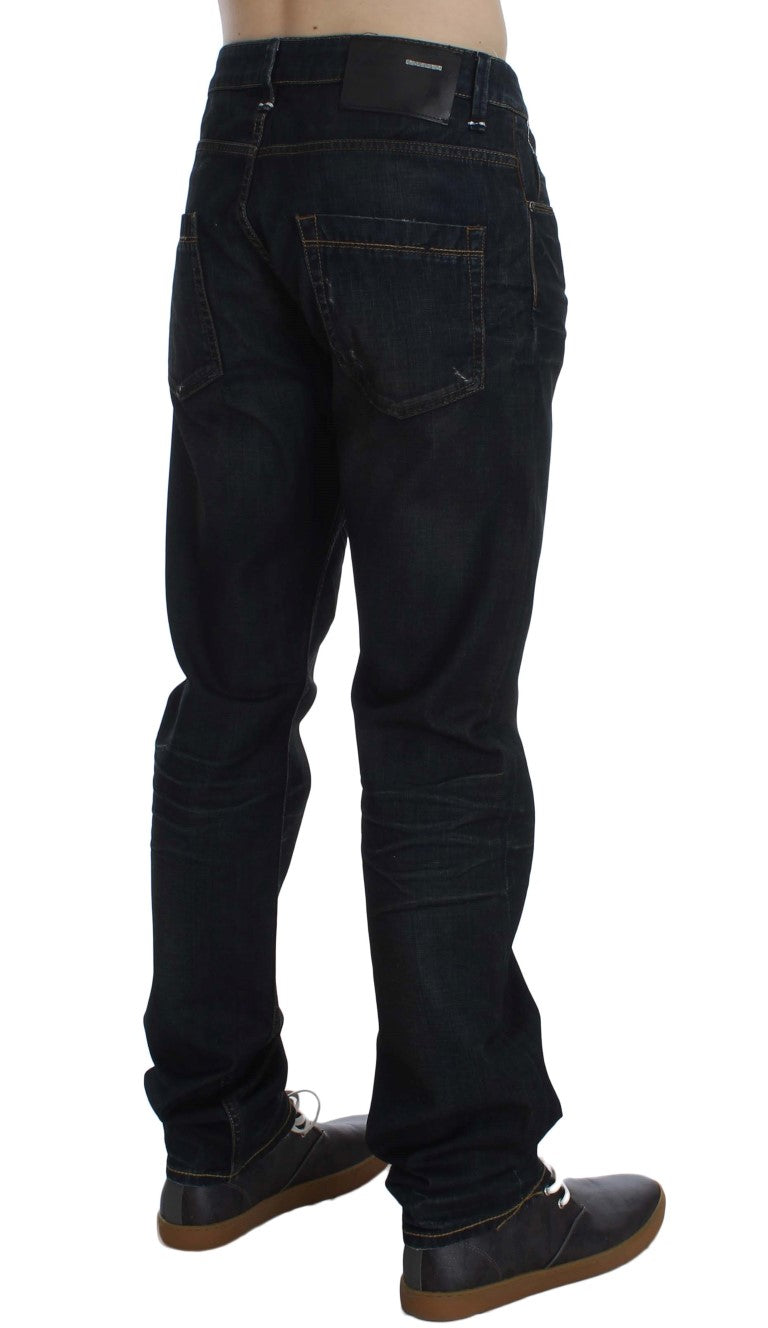 Acht Blue Wash Cotton Denim Straight Fit Jeans - Élégance et Confort