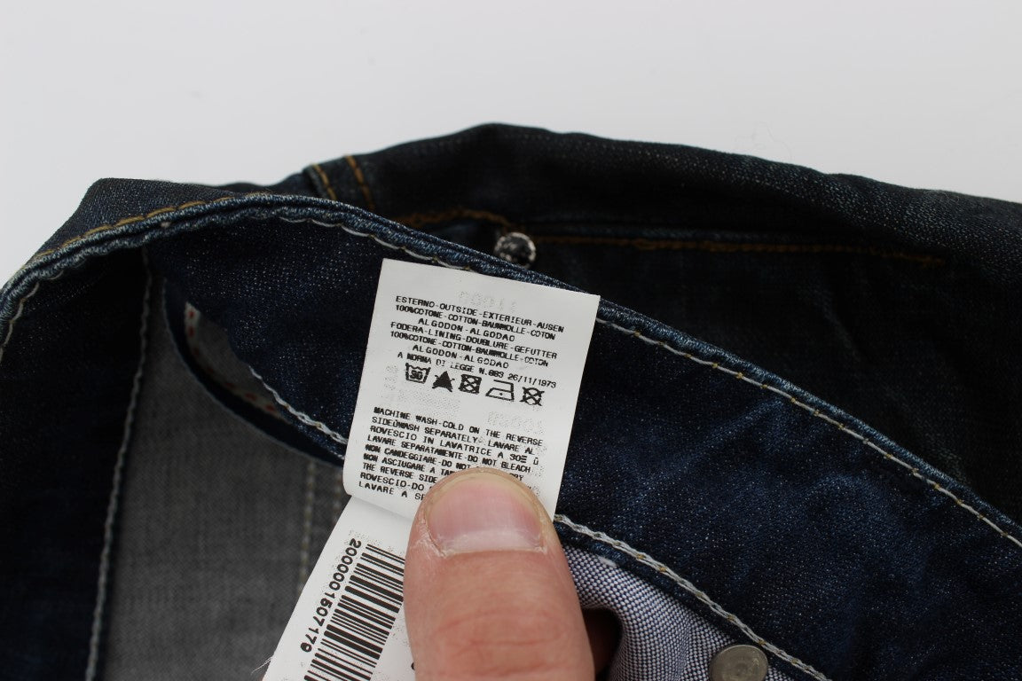 Acht Blue Wash Cotton Denim Straight Fit Jeans - Élégance et Confort