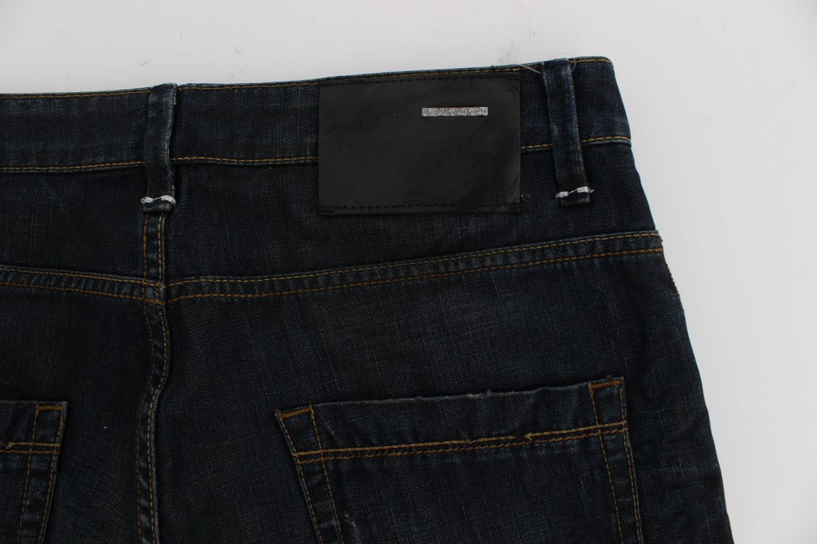 Acht Blue Wash Cotton Denim Straight Fit Jeans - Élégance et Confort