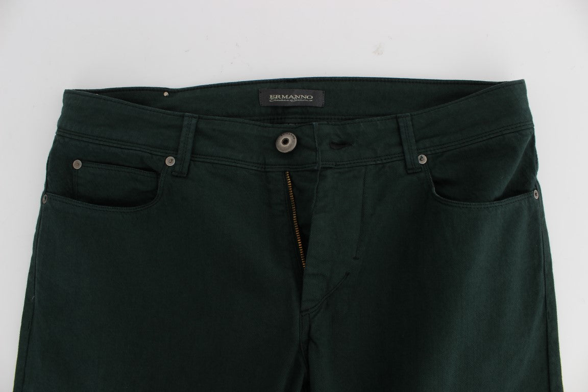 Jean droit en coton stretch vert d'Ermanno Scervino