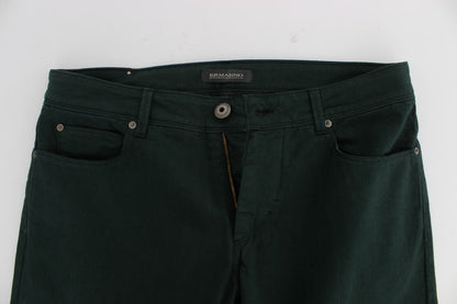Jean droit en coton stretch vert d'Ermanno Scervino