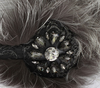 Cache-oreilles en fourrure de renard gris et cristaux Dolce & Gabbana