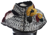 Foulard en fourrure de belette à fleurs et paillettes argentées Dolce &amp; Gabbana