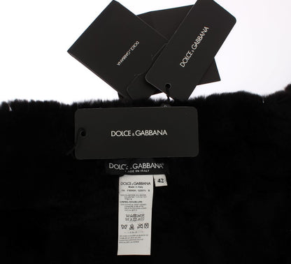 Foulard en fourrure de belette à fleurs et paillettes argentées Dolce &amp; Gabbana