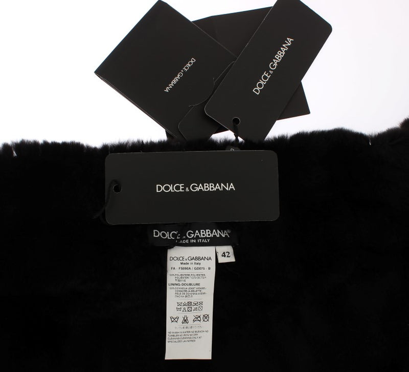 Foulard en fourrure de belette à fleurs et paillettes argentées Dolce &amp; Gabbana