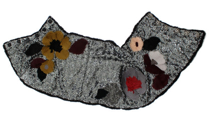Foulard en fourrure de belette à fleurs et paillettes argentées Dolce &amp; Gabbana