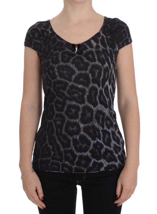 Cavalli grijze luipaardprint modal T-shirt blouse top