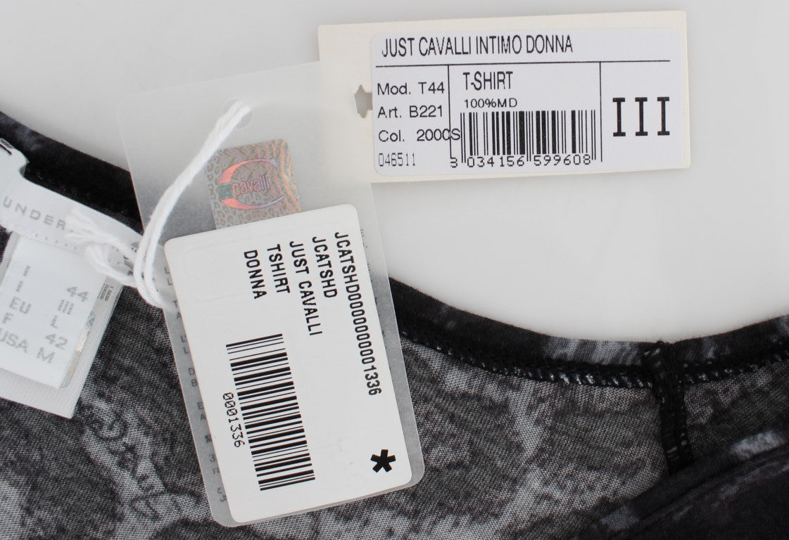 Top chemisier en modal à imprimé léopard gris de Cavalli
