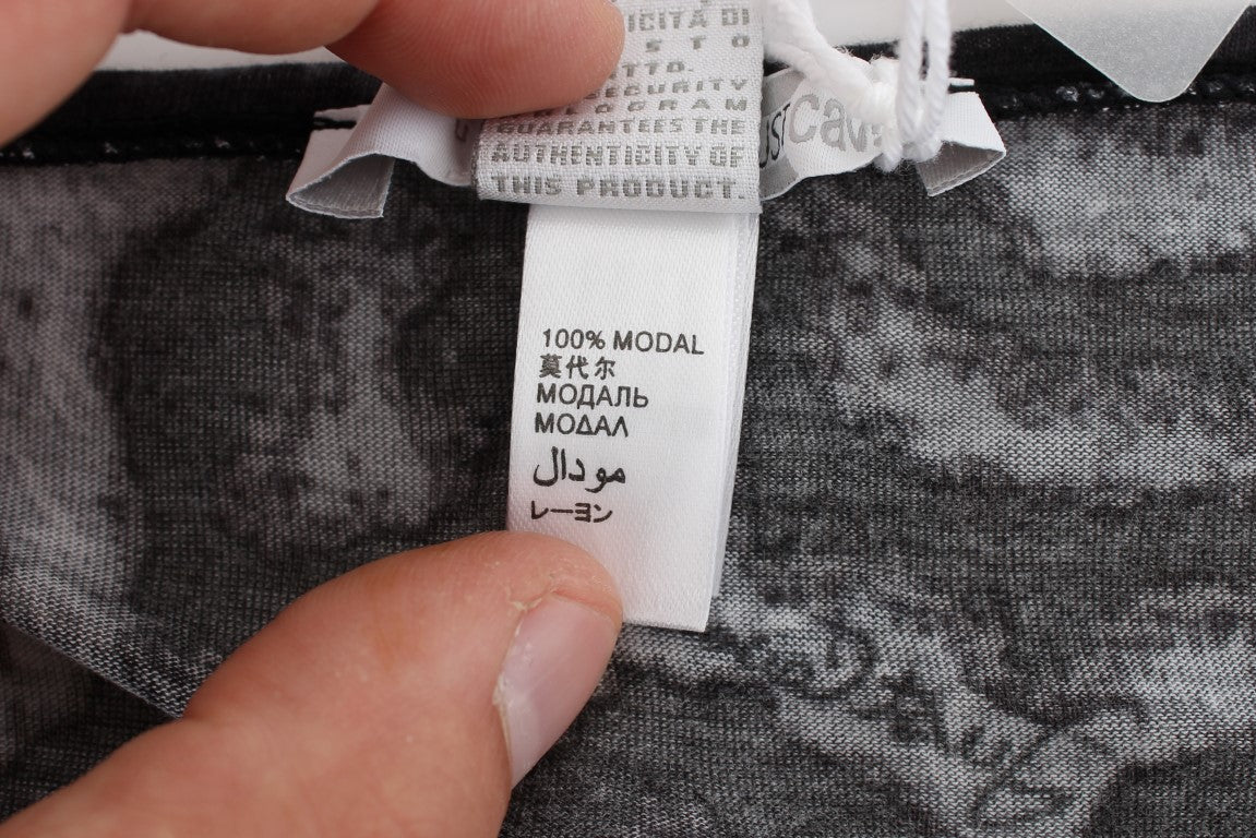 Top chemisier en modal à imprimé léopard gris de Cavalli
