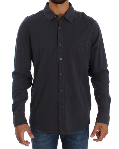 Chemise décontractée à manches longues en coton gris Alpha Massimo Rebecchi