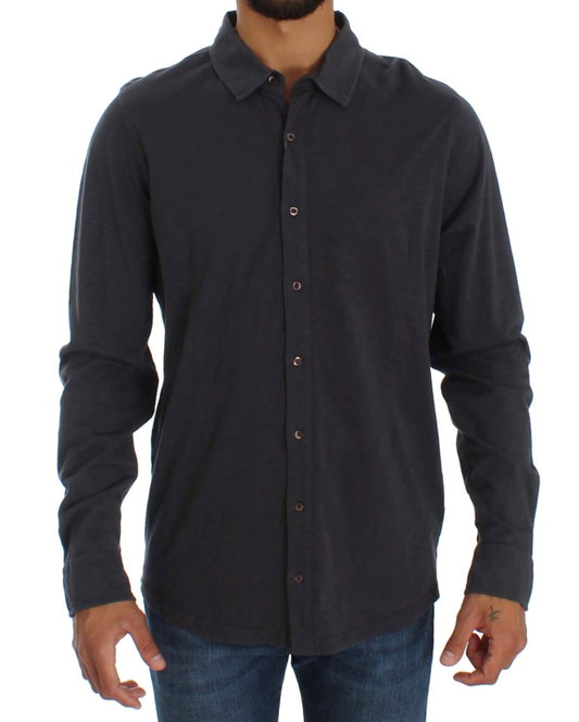 Chemise décontractée à manches longues en coton gris Alpha Massimo Rebecchi