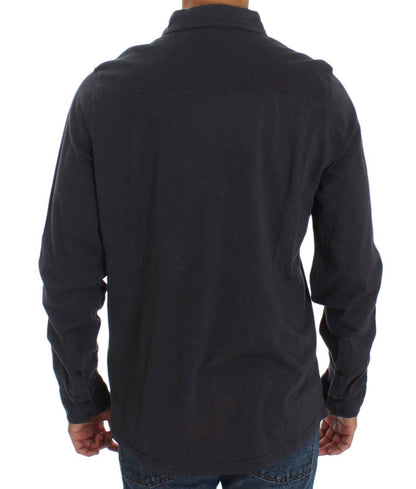 Chemise décontractée à manches longues en coton gris Alpha Massimo Rebecchi