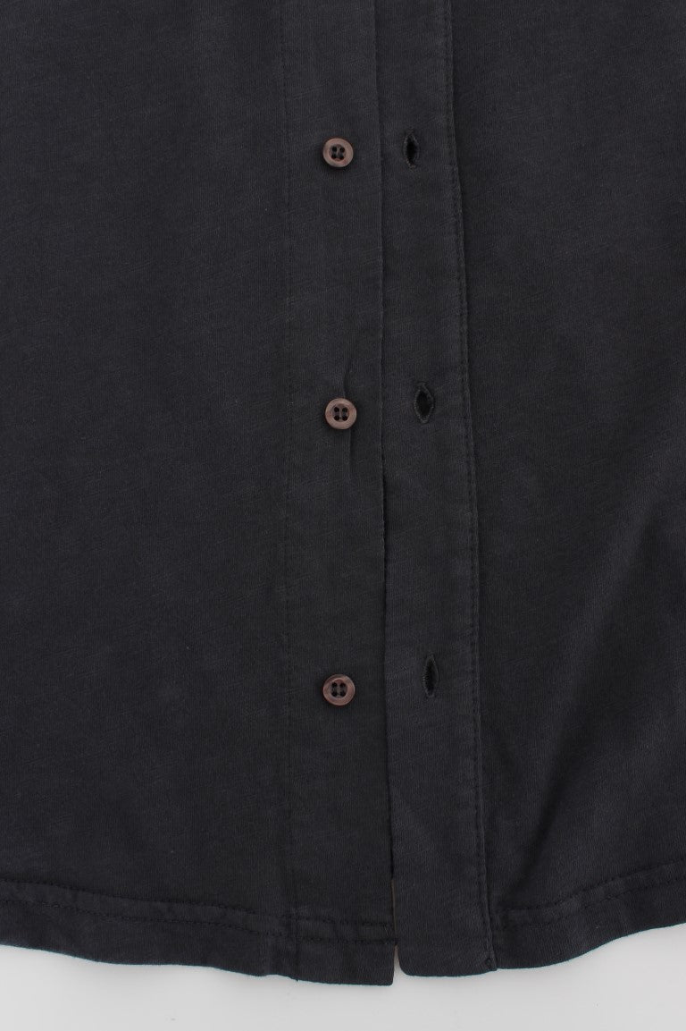 Chemise décontractée à manches longues en coton gris Alpha Massimo Rebecchi