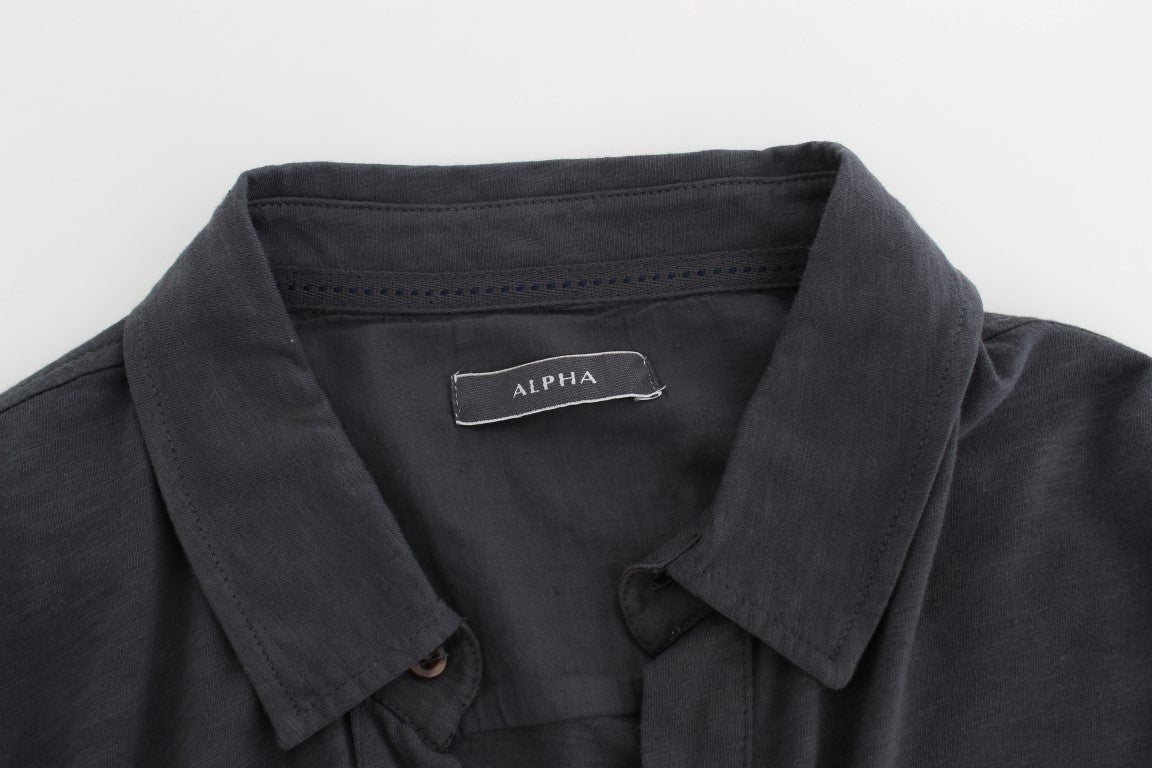 Chemise décontractée à manches longues en coton gris Alpha Massimo Rebecchi