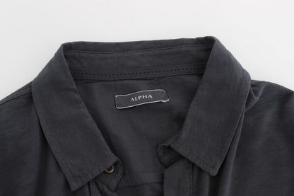 Chemise décontractée à manches longues en coton gris Alpha Massimo Rebecchi