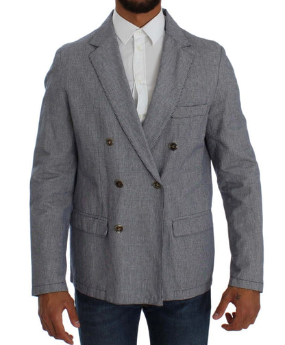 Master Coat Bleu, Blazer à Double Rang de Boutons, Coupe Régulière