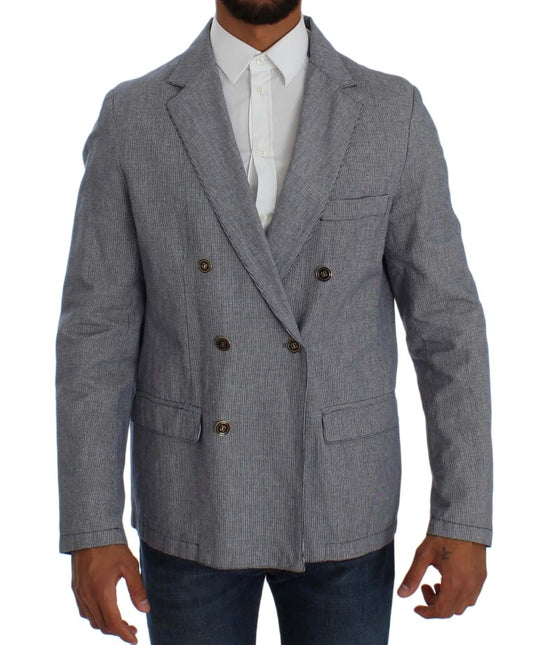 Master Coat Bleu, Blazer à Double Rang de Boutons, Coupe Régulière