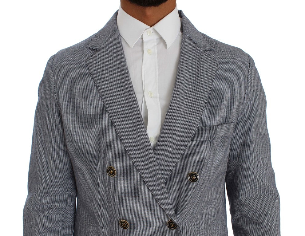 Master Coat Bleu, Blazer à Double Rang de Boutons, Coupe Régulière