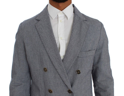 Master Coat Bleu, Blazer à Double Rang de Boutons, Coupe Régulière
