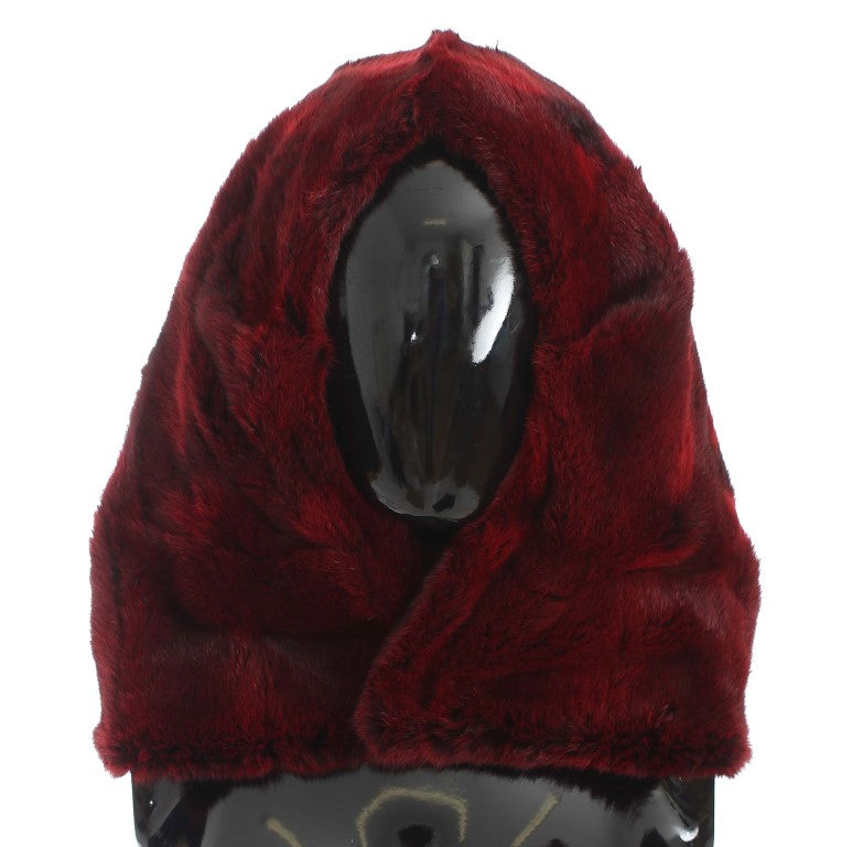 Bonnet écharpe à capuche en fourrure de hamster bordeaux Dolce &amp; Gabbana