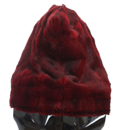 Bonnet écharpe à capuche en fourrure de hamster bordeaux Dolce &amp; Gabbana