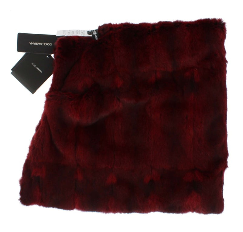 Bonnet écharpe à capuche en fourrure de hamster bordeaux Dolce &amp; Gabbana