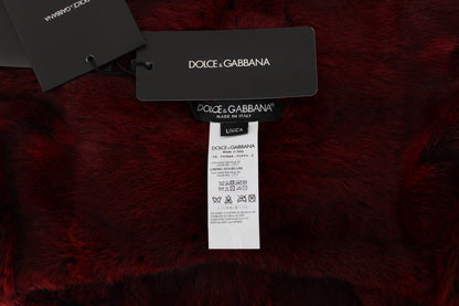 Bonnet écharpe à capuche en fourrure de hamster bordeaux Dolce &amp; Gabbana