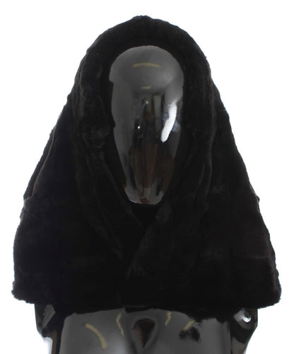 Bonnet écharpe à capuche en fourrure de belette noire Dolce & Gabbana