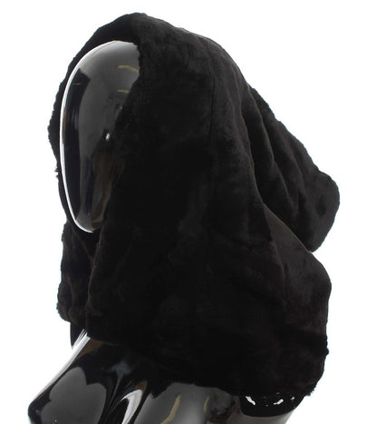 Bonnet écharpe à capuche en fourrure de belette noire Dolce & Gabbana