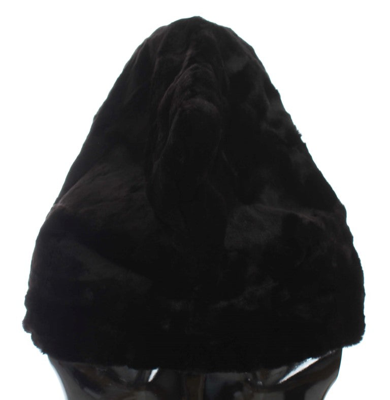 Bonnet écharpe à capuche en fourrure de belette noire Dolce & Gabbana