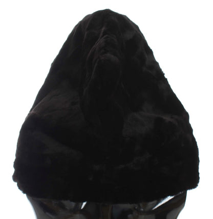 Bonnet écharpe à capuche en fourrure de belette noire Dolce & Gabbana