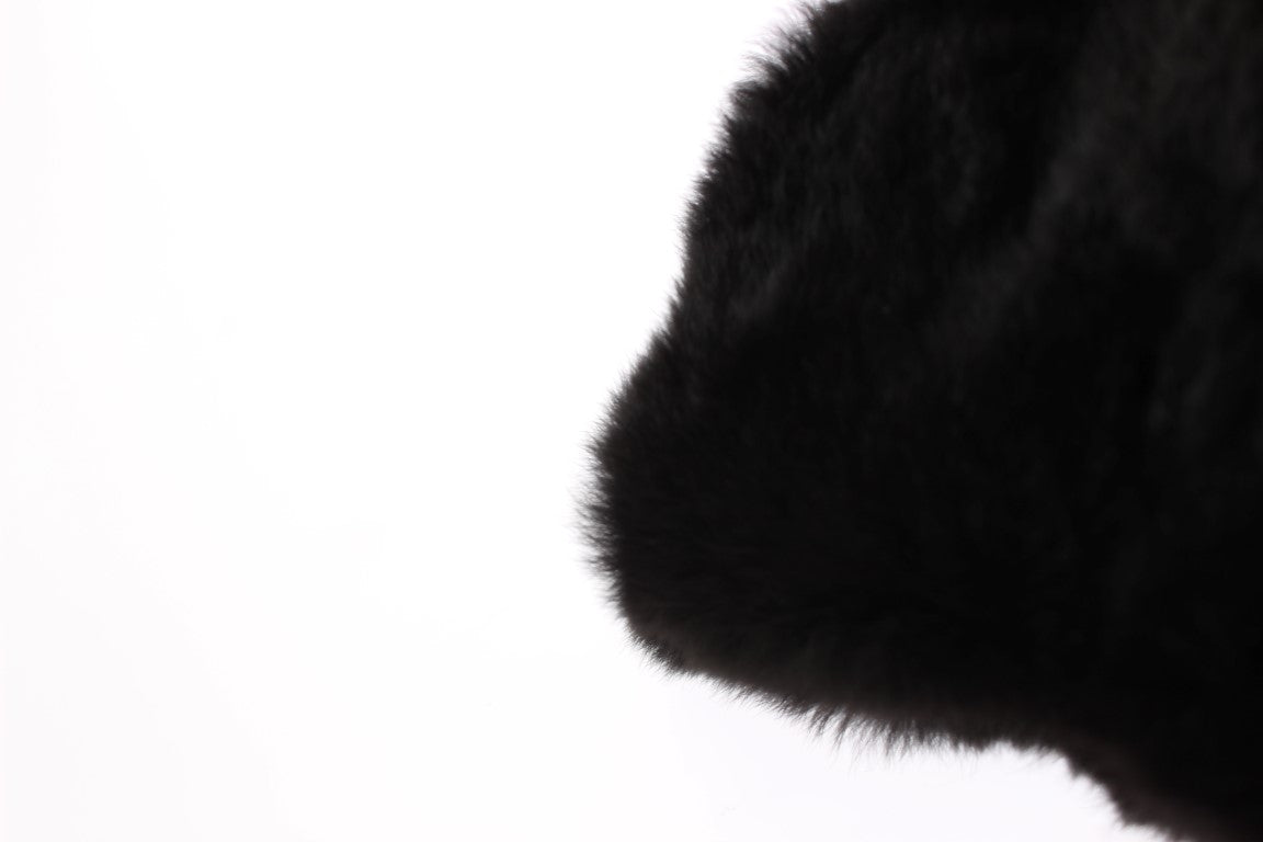 Bonnet écharpe à capuche en fourrure de belette noire Dolce & Gabbana