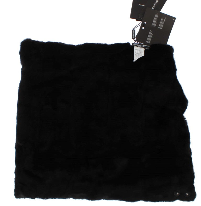 Bonnet écharpe à capuche en fourrure de belette noire Dolce & Gabbana