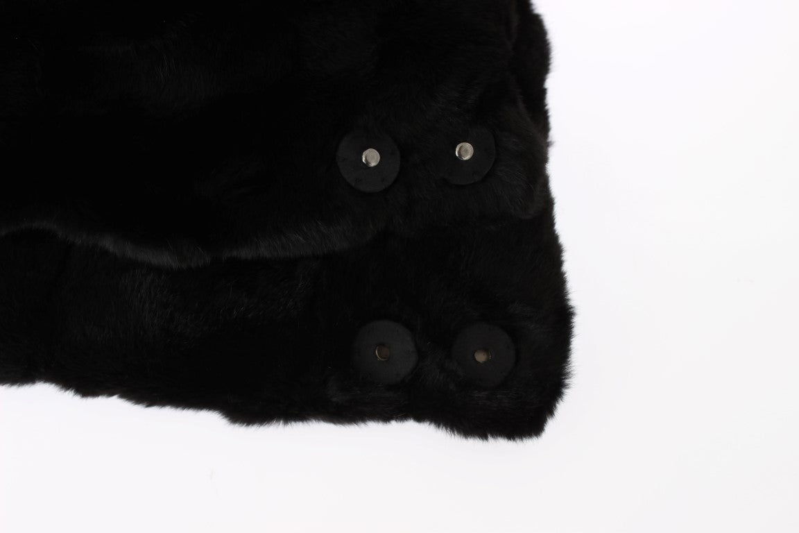 Bonnet écharpe à capuche en fourrure de belette noire Dolce & Gabbana
