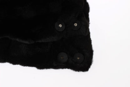 Bonnet écharpe à capuche en fourrure de belette noire Dolce & Gabbana